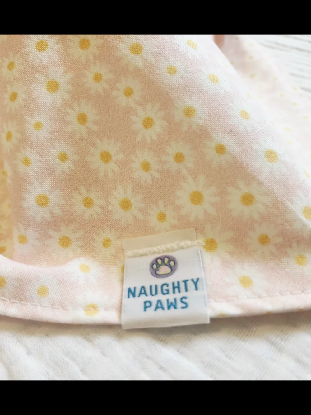 Naughty Paws XL Reversible Dog Bandana In Pink Daisy/Tiny Sun Print